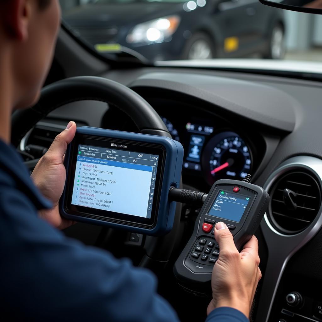 Technician Using Dealer Scanner