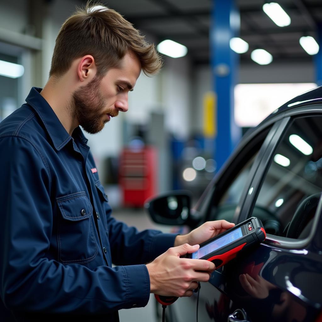 Dealer Scanner in a Garage in Saint Laurent des Autels