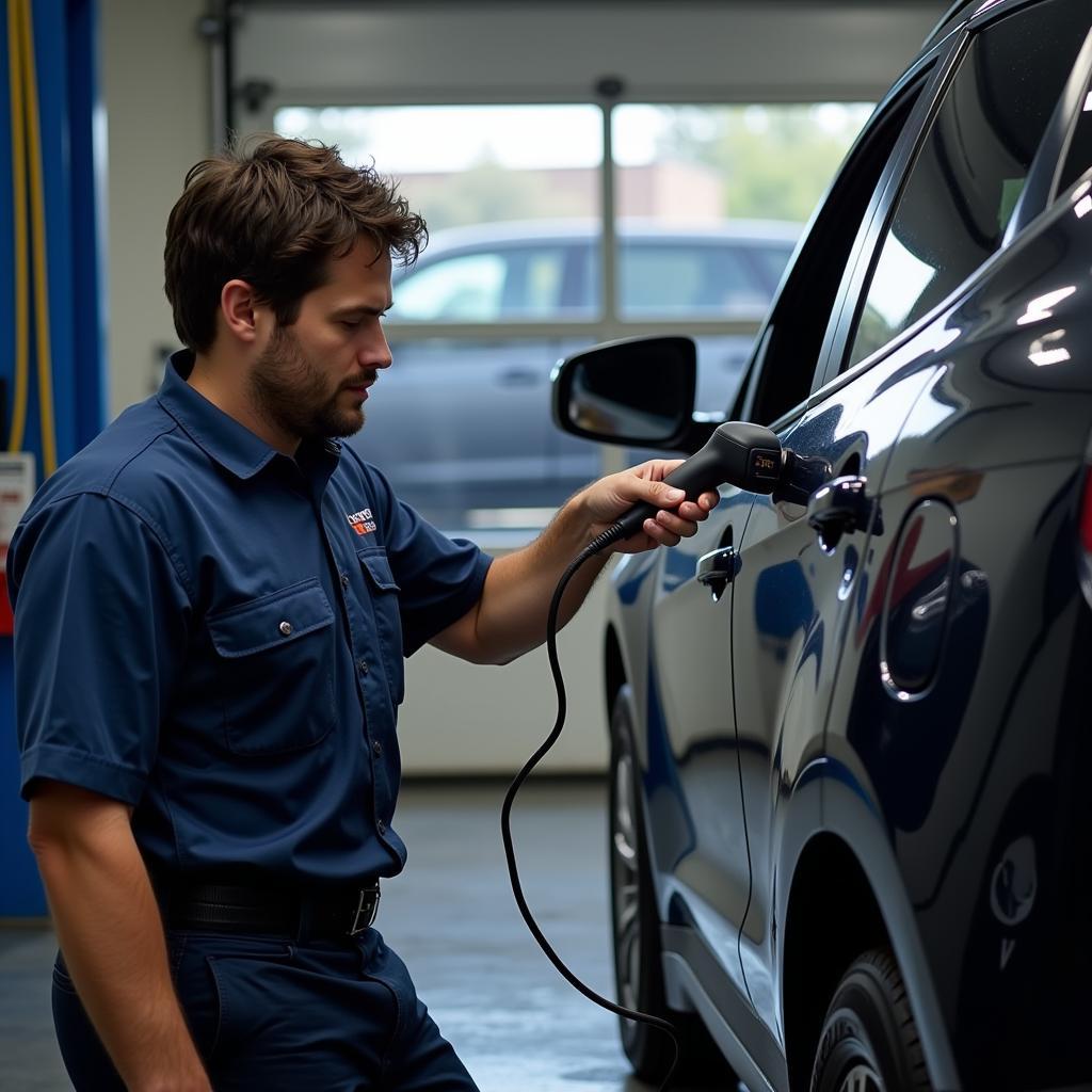 Dealer Scanner OBD-II Connection in a Car Wash