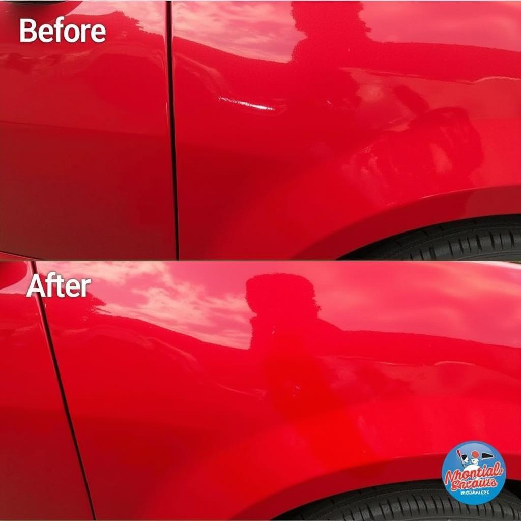 Deep Paint Scratch Repair on a Red Car