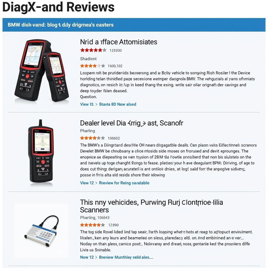 DiagXcar Website Displaying Dealer Scanner Reviews