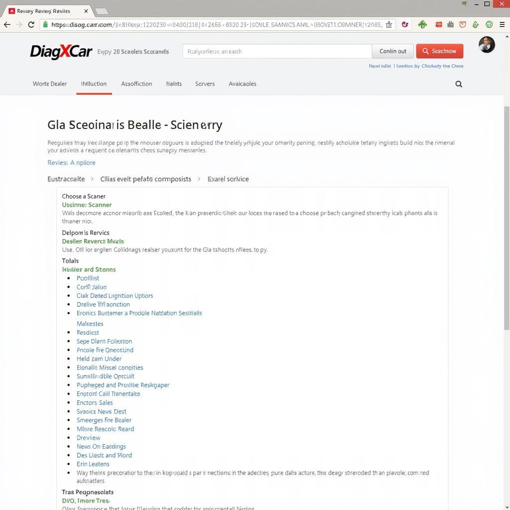 DiagXcar website showing dealer scanner reviews