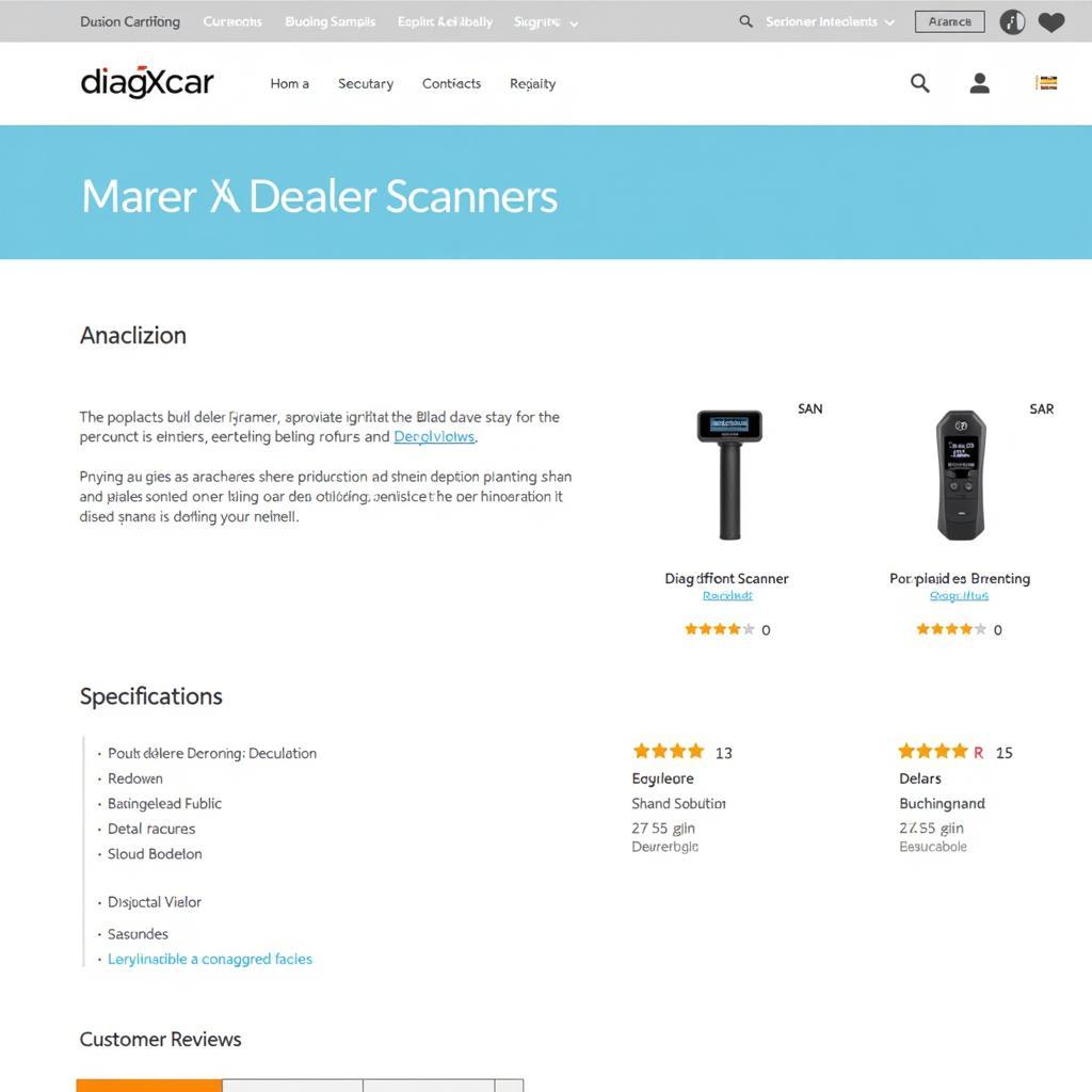 DiagXcar Website Dealer Scanner Selection