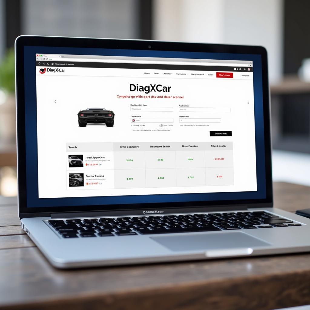 DiagXcar Website Displayed on a Laptop