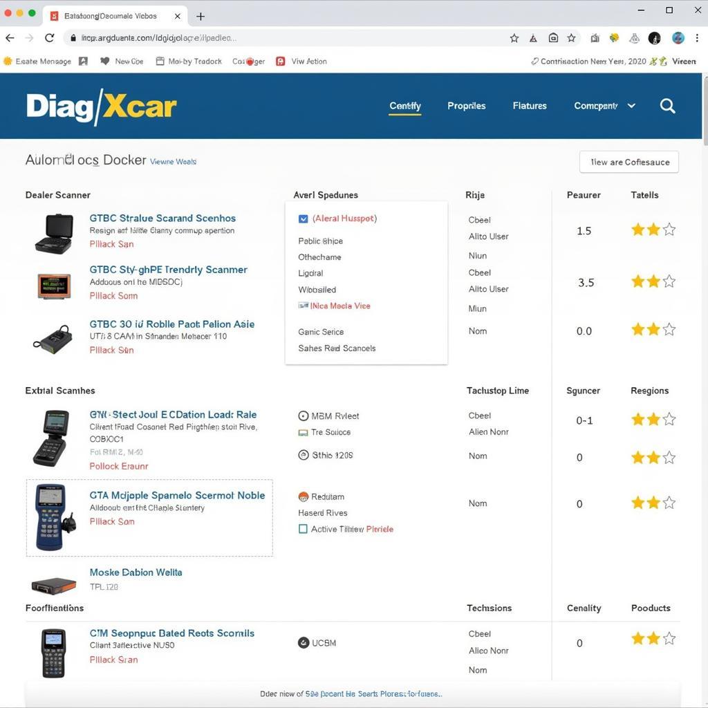 DiagXcar Website Displaying Dealer Scanner Reviews