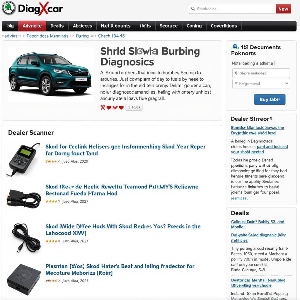 DiagXcar Website Skoda Information