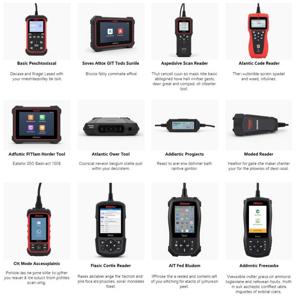 Various Atlantic British scan tools displayed