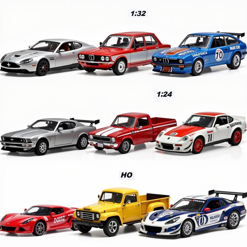 Various slot car scales comparison