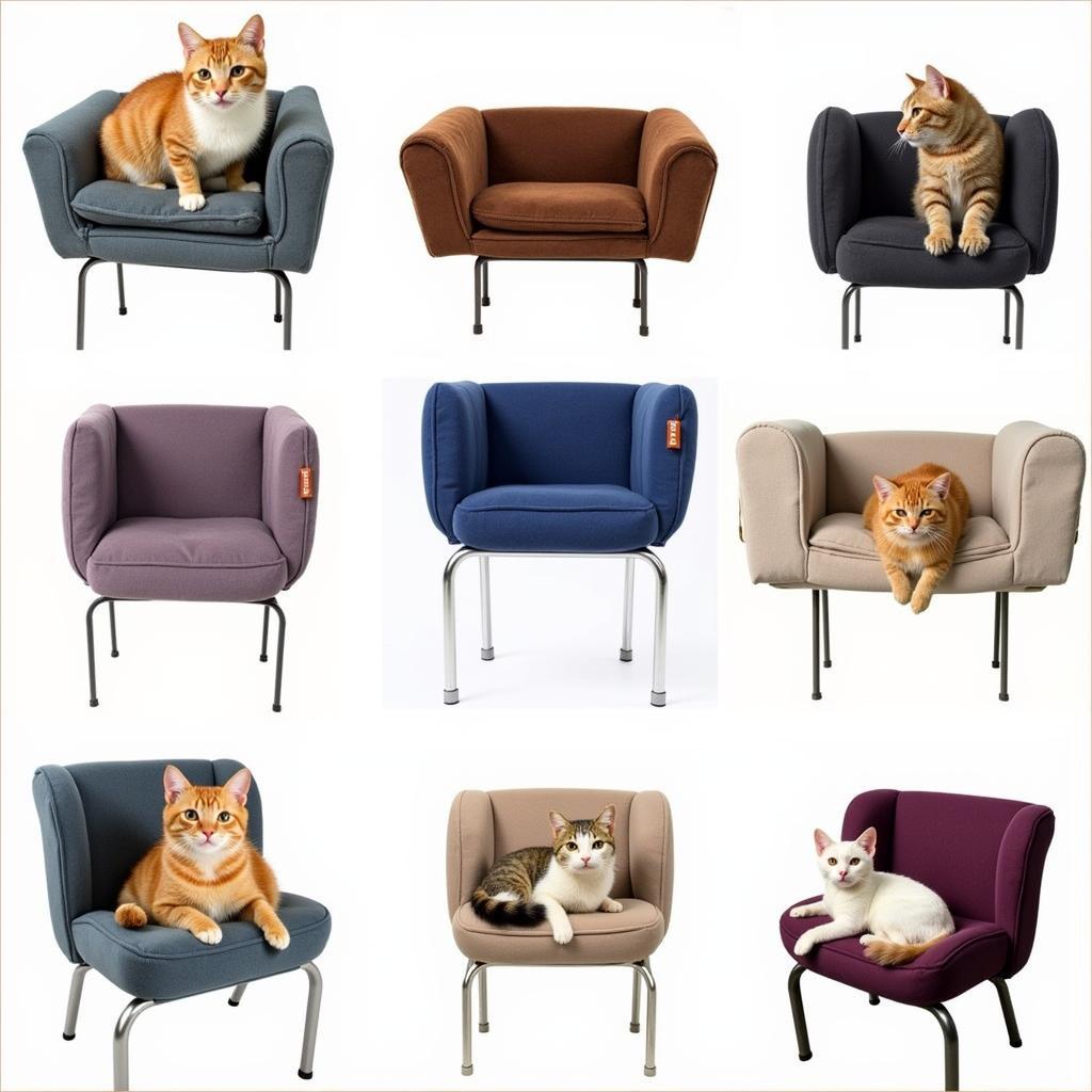 Various car headrest cat pillows showcasing different designs, sizes, and materials.