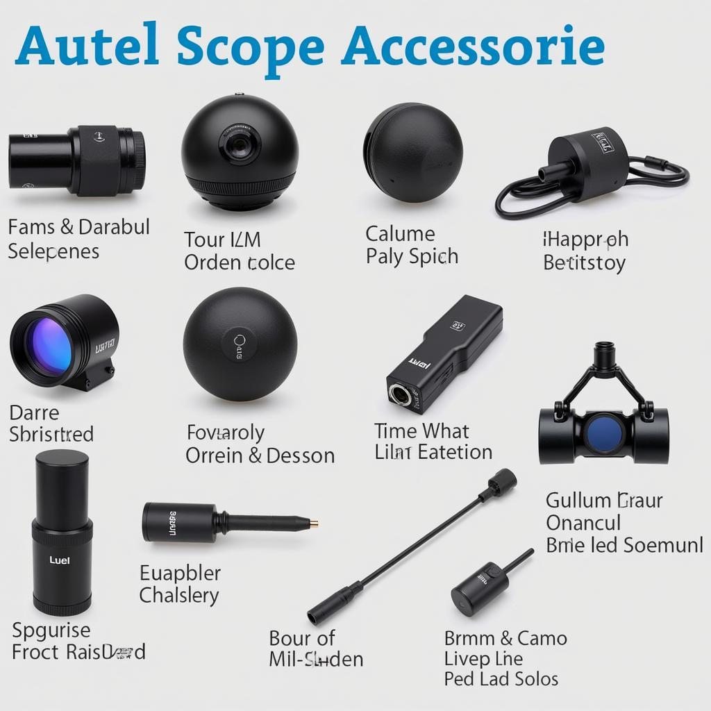 Various Autel scope accessories, including current clamps, pressure transducers, and ignition probes.