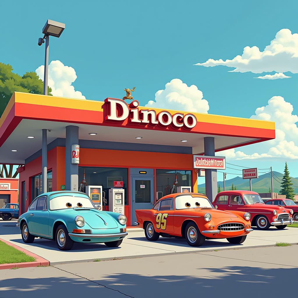 Dinoco gas station in the Cars universe