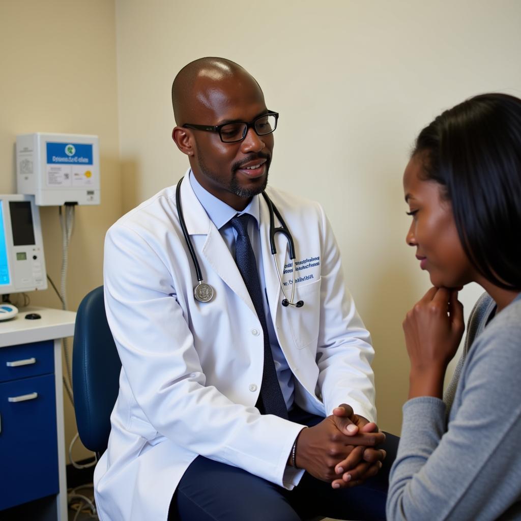 Doctor examining a patient at a Mercy-GoHealth Urgent Care facility