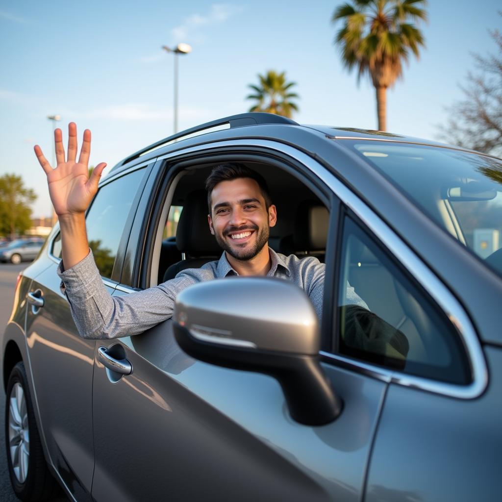 Driving New Car Off Dealership Lot