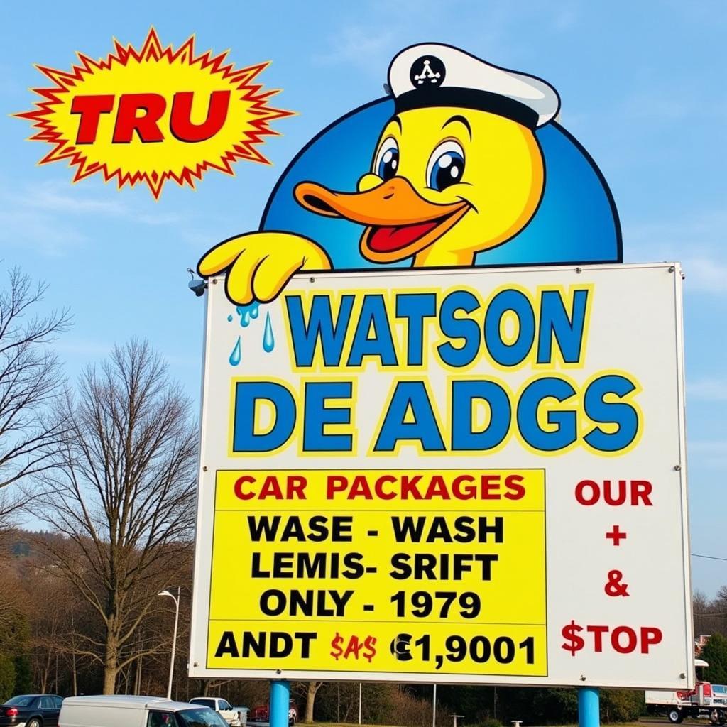 Duck-Themed Car Wash Sign