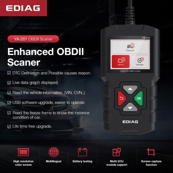 EDIAG YA201 Code Reader Car Diagnostic Tool Full Obd2 Scanner Check Engine Light - Image 3