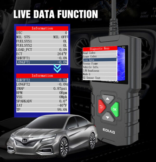 EDIAG YA201 Code Reader Car Diagnostic Tool Full Obd2 Scanner Check Engine Light - Image 6