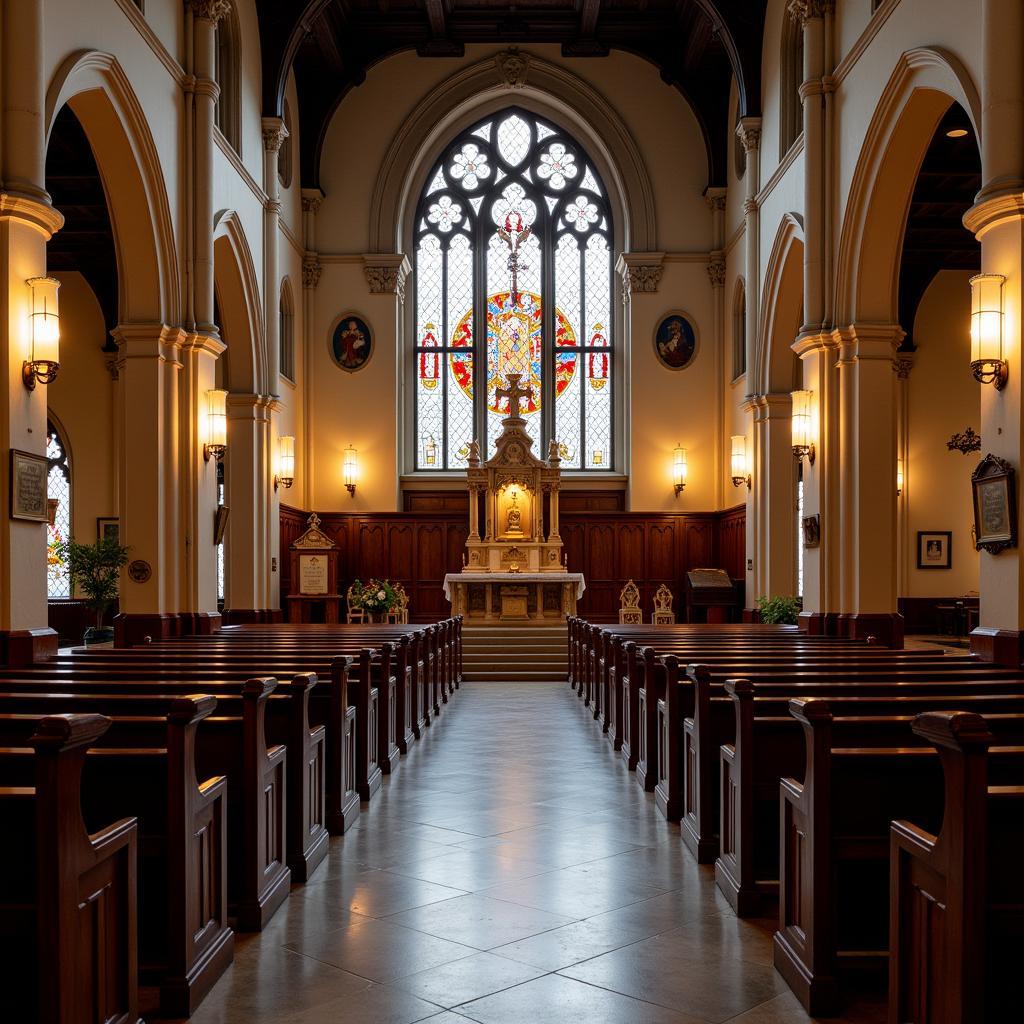 Interior view of Église Notre Dame in Beaumont-les-Autels, France