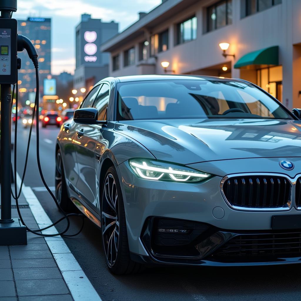 Electric Auto Car at Charging Station