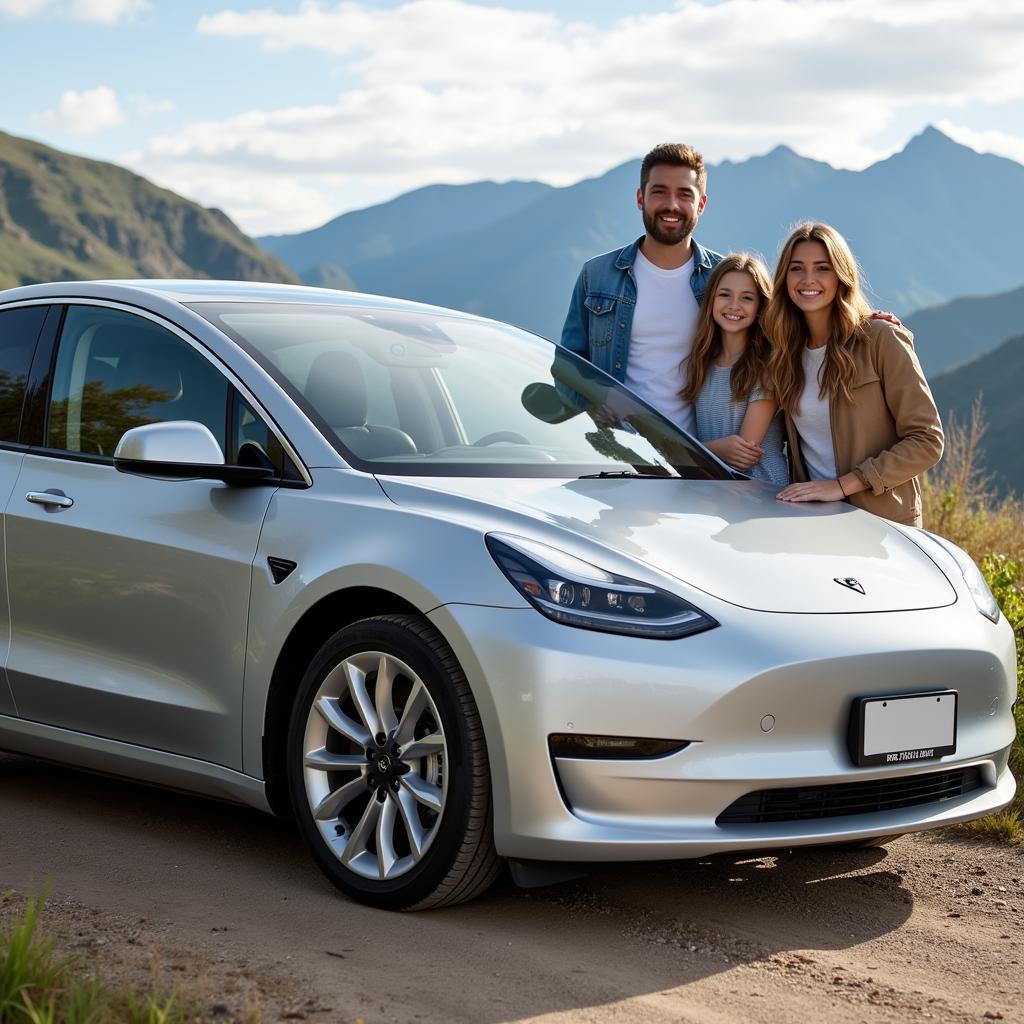 Electric Car Rental Family Trip