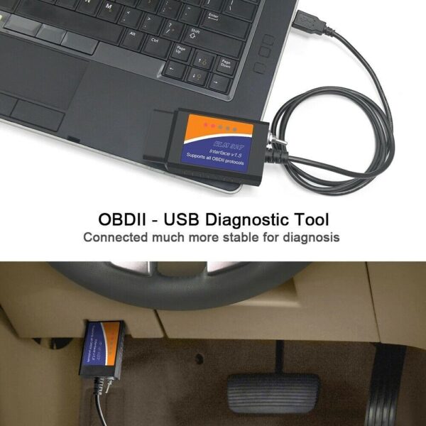 ELM327 Software OBD2 Scanner Adapter USB Diagnostic Tool Cable for Ford - Image 3