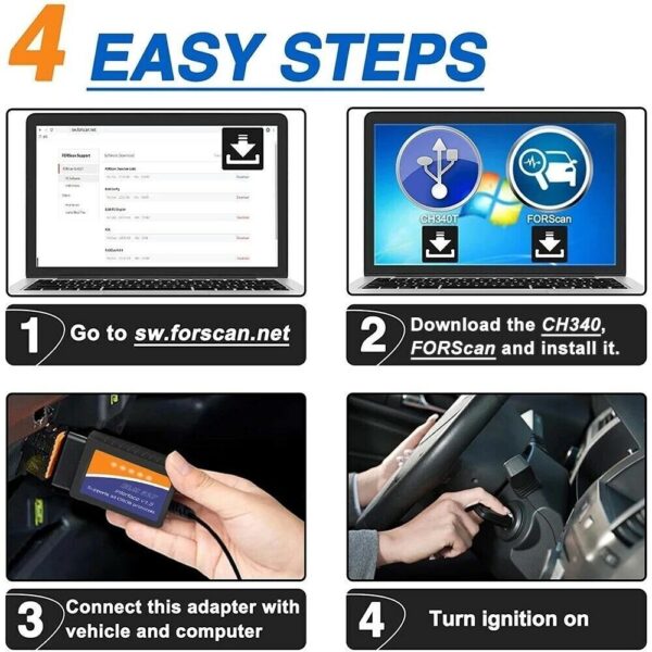 ELM327 Software OBD2 Scanner Adapter USB Diagnostic Tool Cable for Ford - Image 4