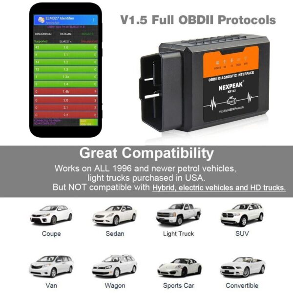 ELM327 V1.5 WIFI OBD2 Scanner Car Diagnostic Tool Pic18f25k80 for Android iOS - Image 5