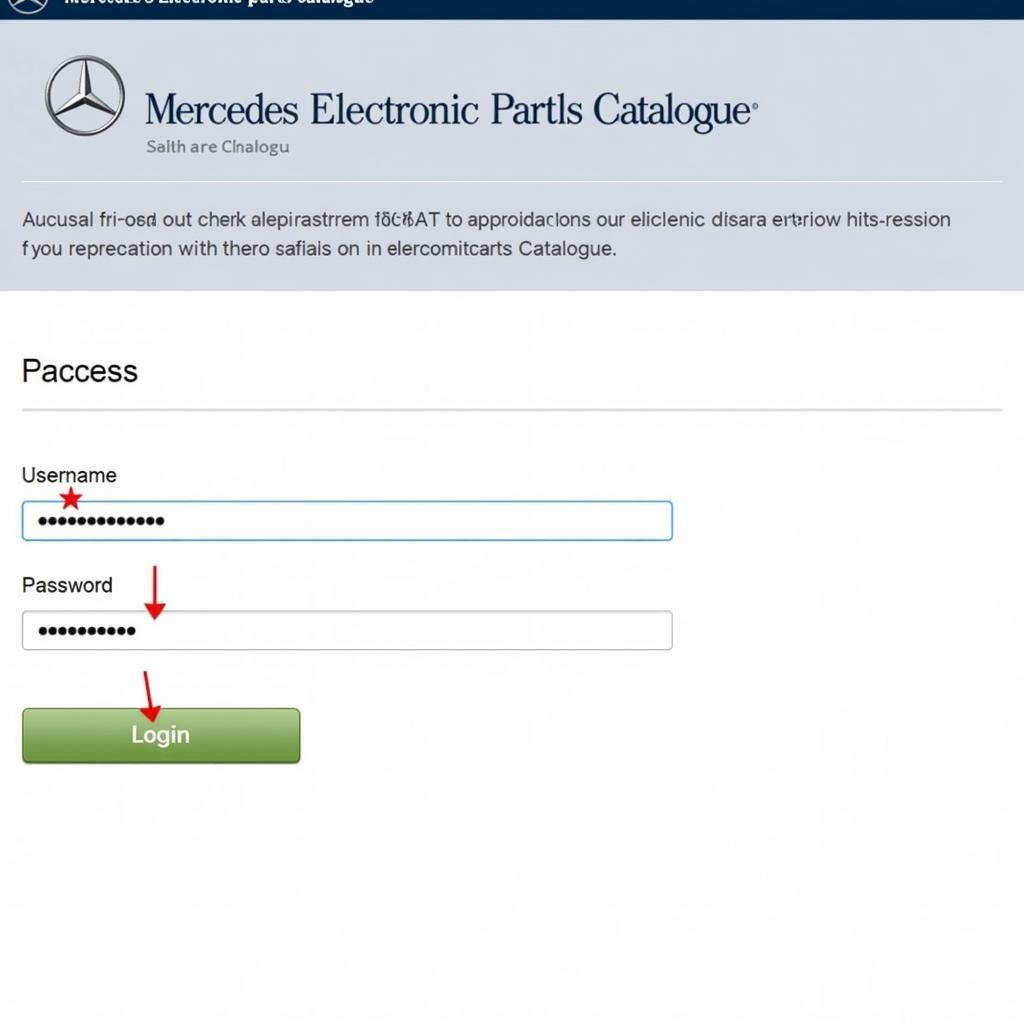 Mercedes EPC Login Interface