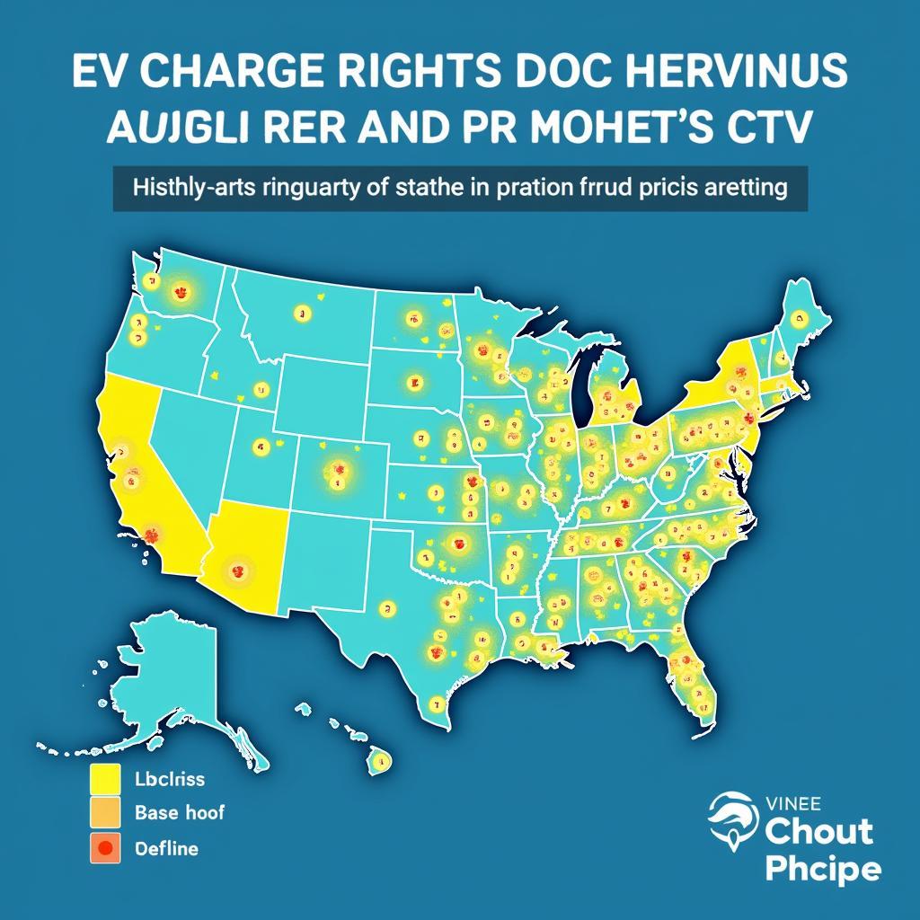 Map showing a network of EV charging stations