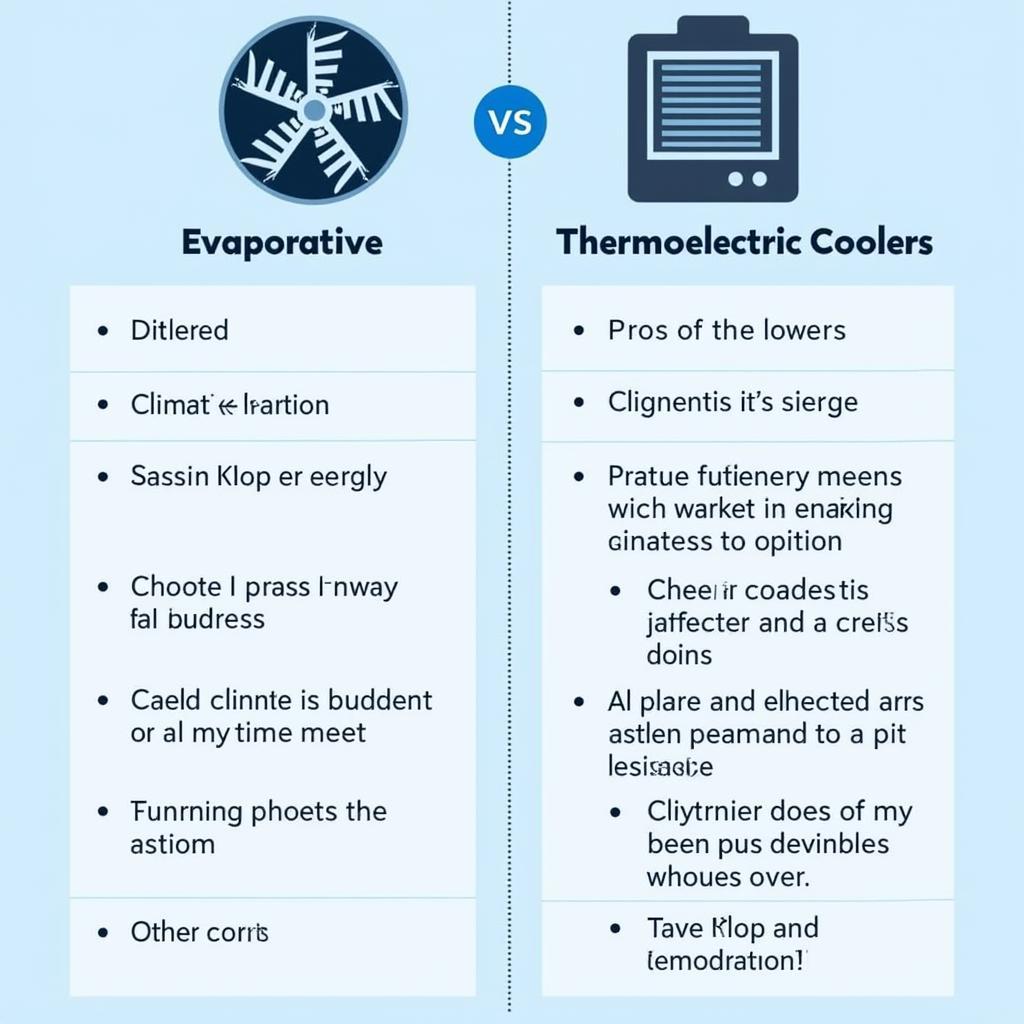 Comparison chart of evaporative and thermoelectric coolers