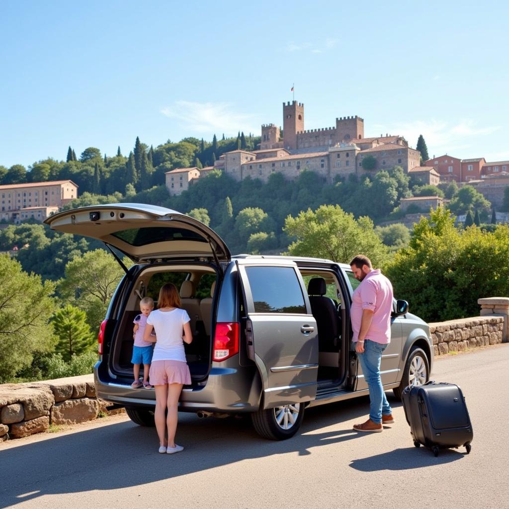 Family in Minivan on Rome Day Trip