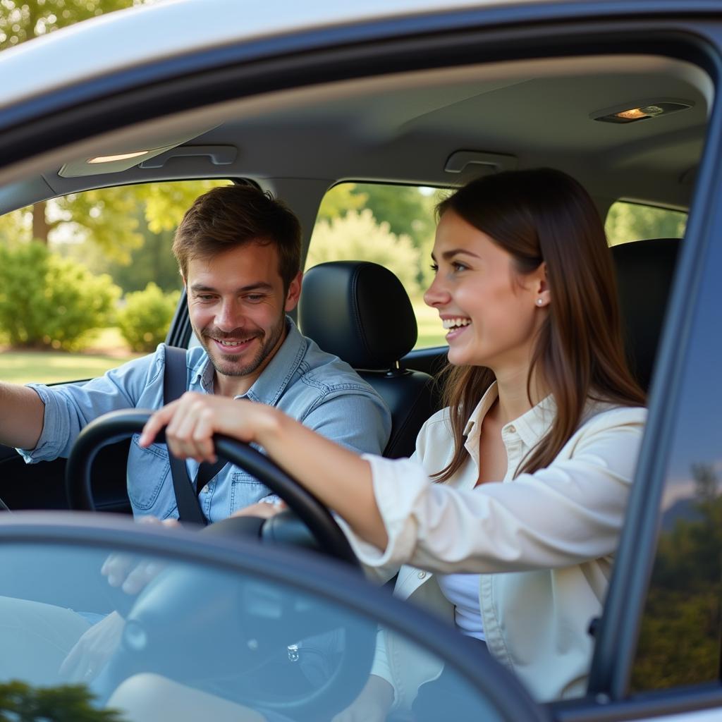 Family Test Driving a Car