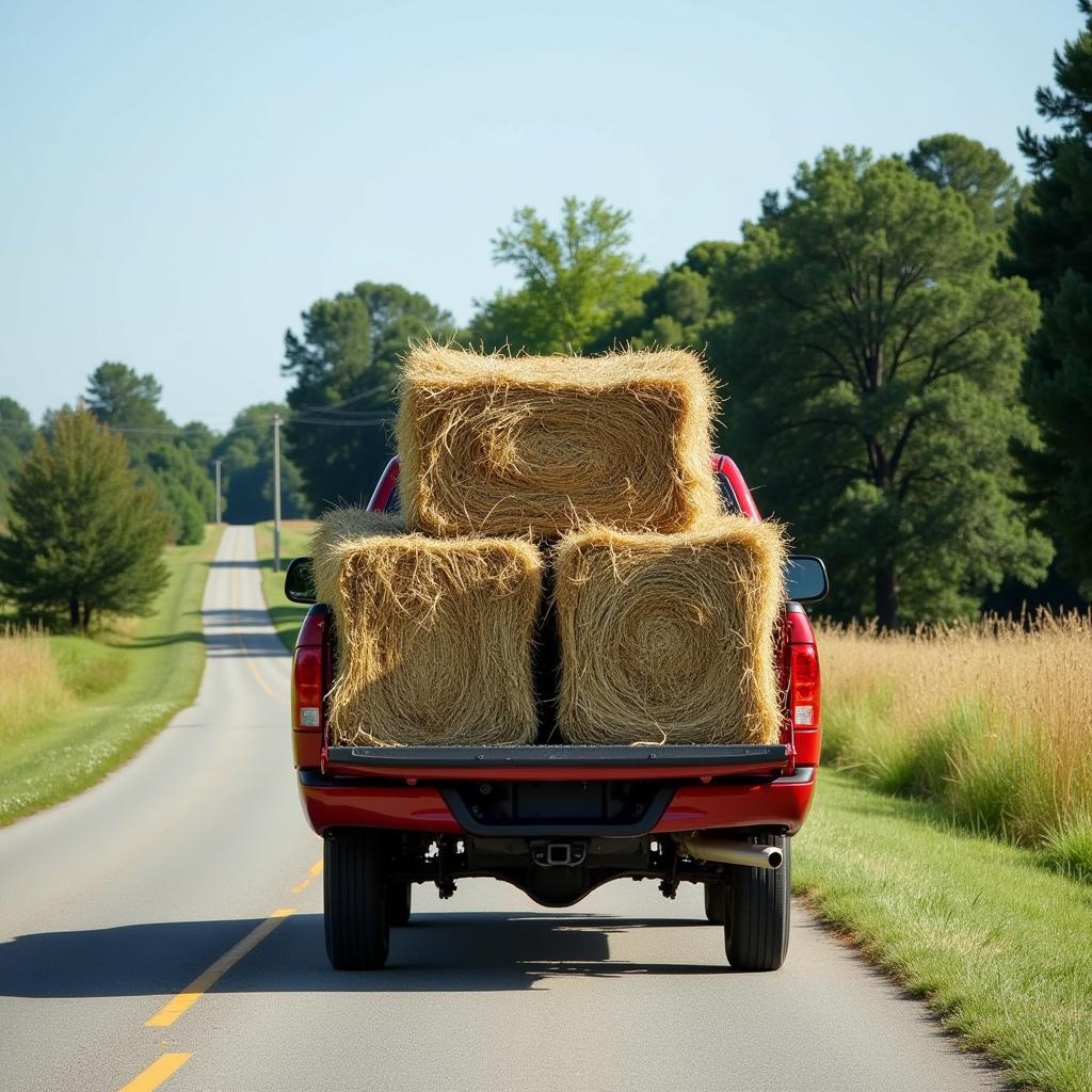 Farmers Truck Hauling Hay