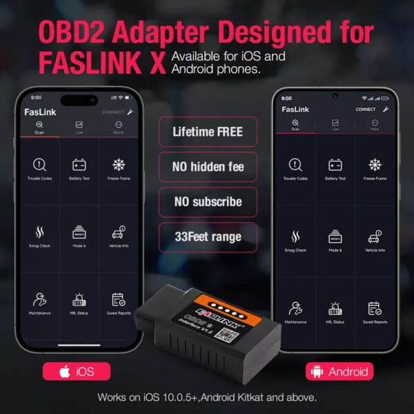 FASLINK X1 Bluetooth v1.5 OBDII Scanner for IOS & Android Adapter Code Reader - Image 3