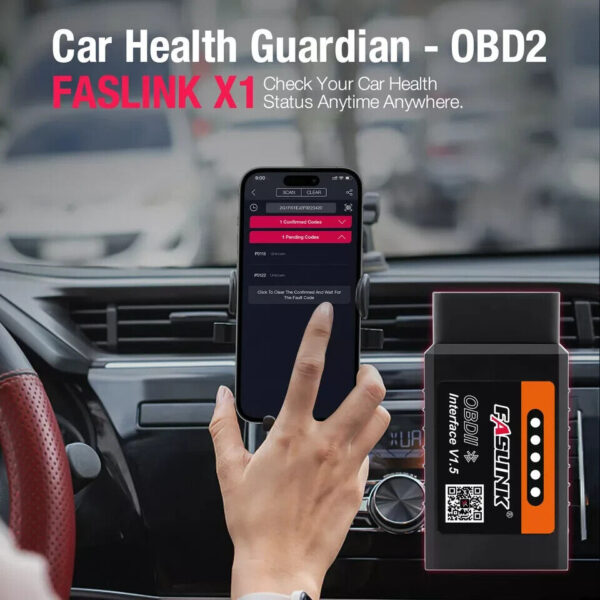 FASLINK X1 Bluetooth v1.5 OBDII Scanner for IOS & Android Adapter Code Reader - Image 4