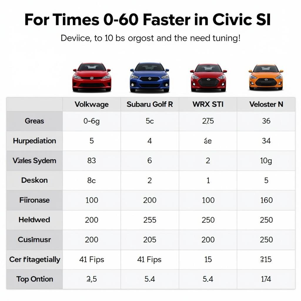 Faster Cars Than Civic Si Comparison Table