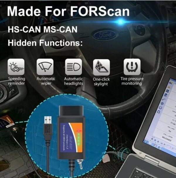 For Ford Forscan ELM327 USB Modified OBD2 Scanner V1.5 MS-CAN HS-CAN Code Reader - Image 2