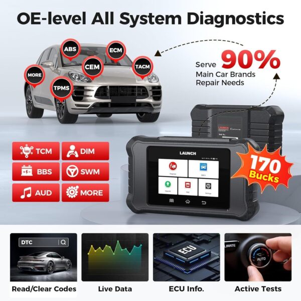 For Jeep Ford Dodge 2024 LAUNCH Creader Elite 2.0 OBD2 Scanner Diagnostic Tool - Image 3