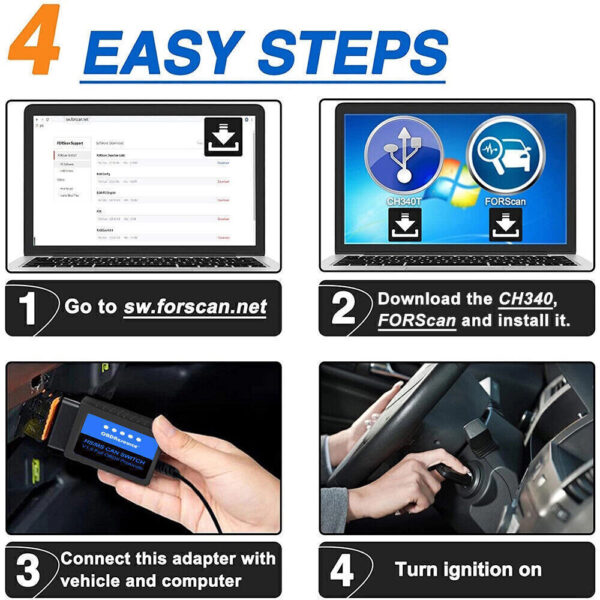 FORScan Code Reader OBD2 Scanner ELM327 V1.5 USB Adapter HS MS-CAN for Ford- - Image 6