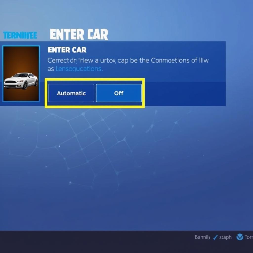 Fortnite Enter Car Setting