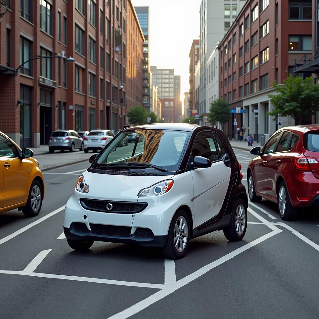 Fortwo Car Parked in a Tight Spot