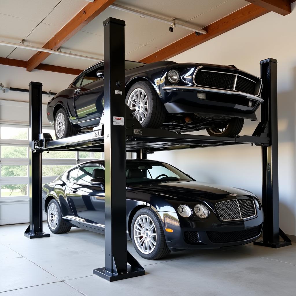 Four-Post Car Lift for Garage Storage