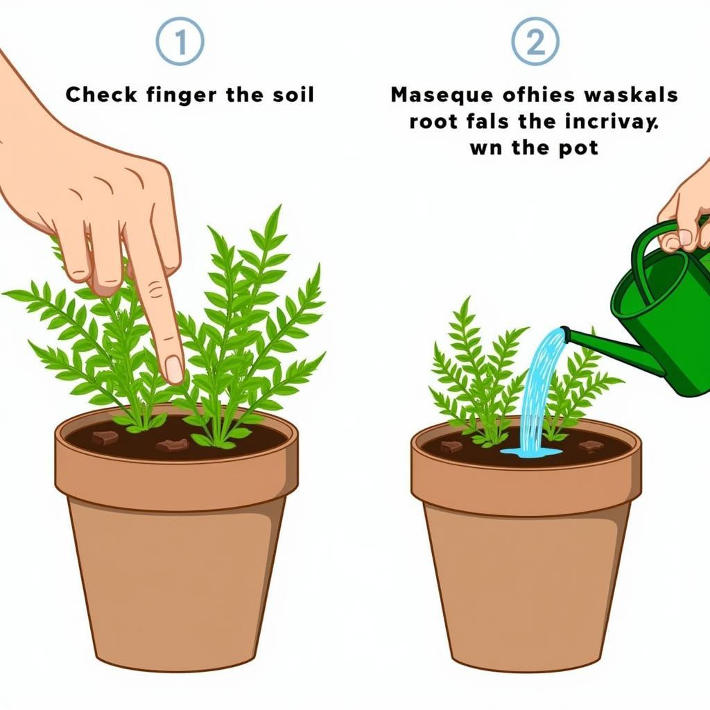 Watering a Foxtail Fern