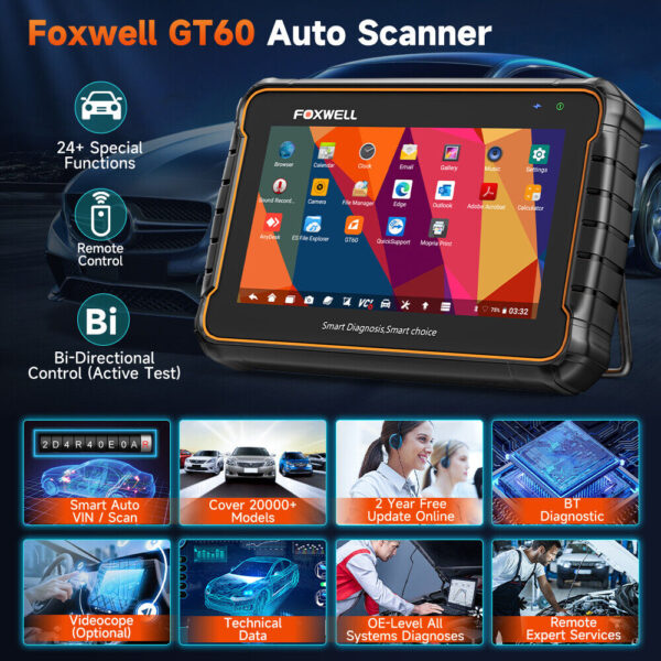 FOXWELL GT60 BT Bidirectional Scan Tool OBD2 Scanner Diagnostic Tool E-CU Coding - Image 5