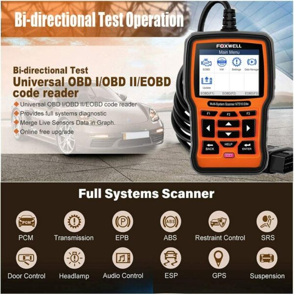 FOXWELL NT510 Elite OBD2 Scanner Bidirectional Diagnostic Tool Fit For Toyota - Image 3