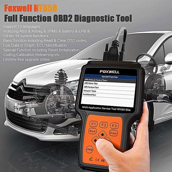 FOXWELL NT650 Elite Car OBD2 Scanner ABS SRS Engine Diagnostic Tool DPF TPMS SAS - Image 2