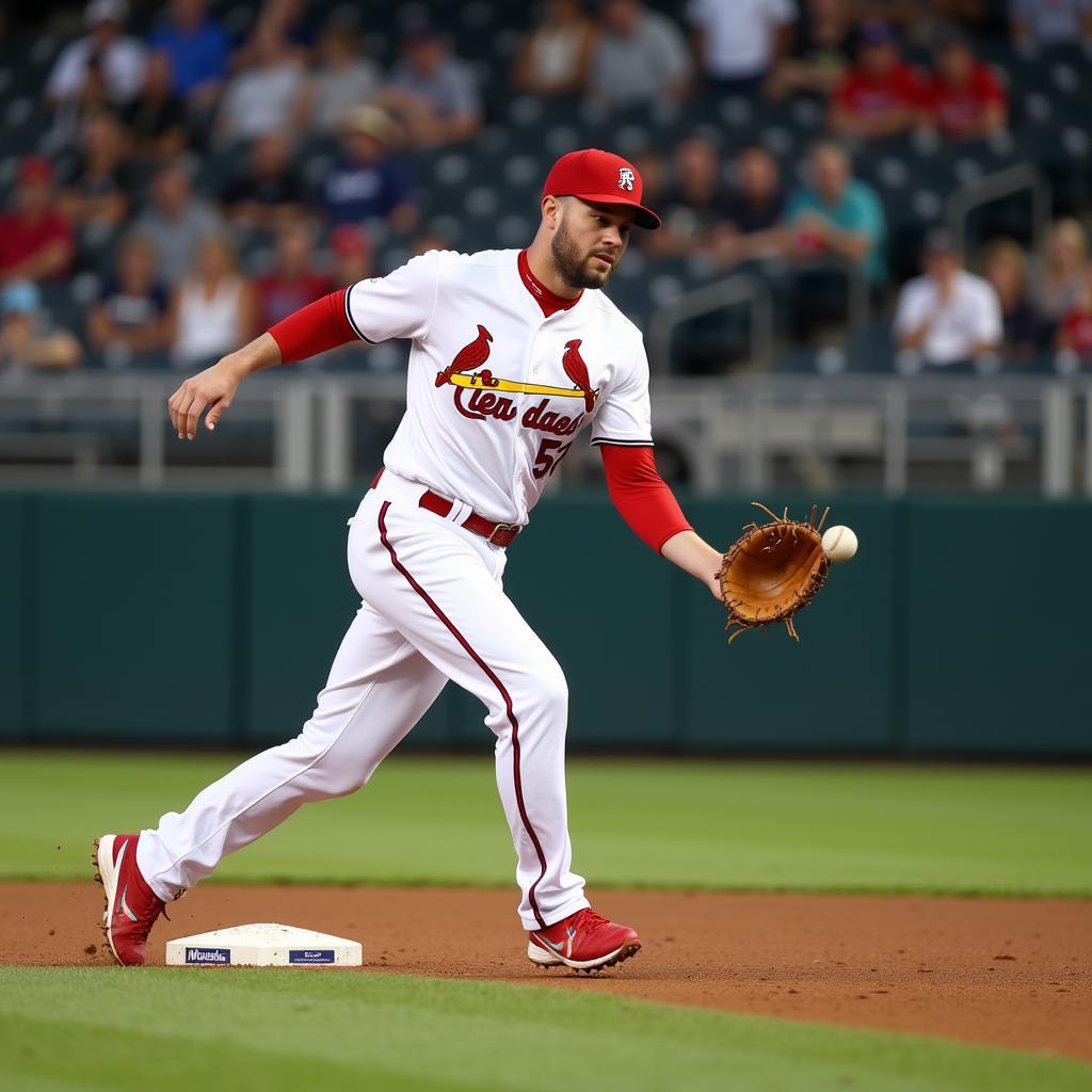 Freddie Freeman Making a Play at First Base