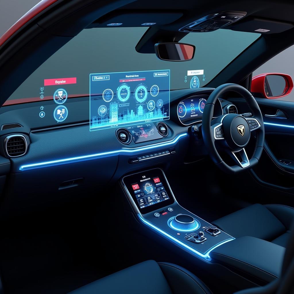 Future Car Console Concept with Holographic Interface