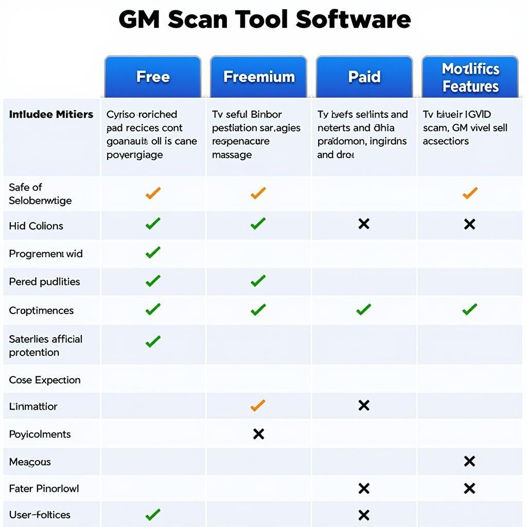 GM Scan Tool Software Comparison Chart