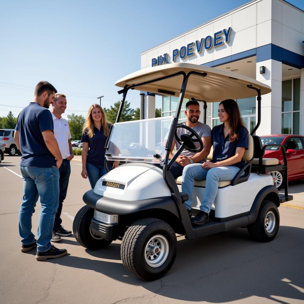 Golf Car Buyers Examining a Cart