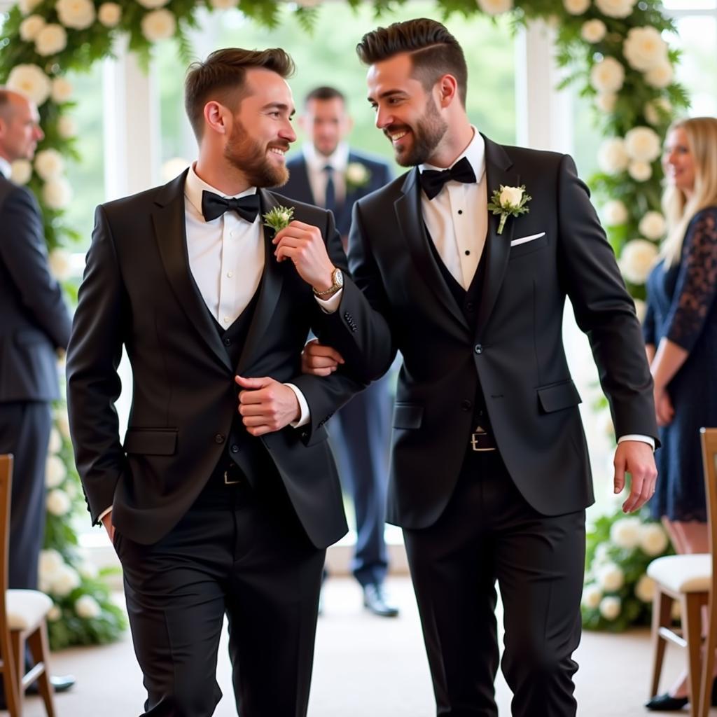 Groom and Best Man Walking Down the Aisle